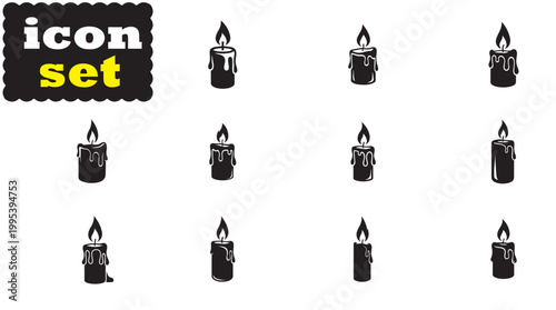 Candle icon Set, Candle Silhouette vector