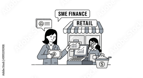 SME finance and retail business management concept illustration