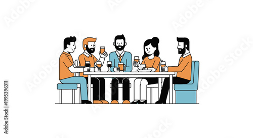 Friends enjoying drinks and socializing at a restaurant table