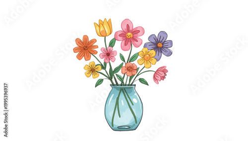 blooming flowers in a glass vase