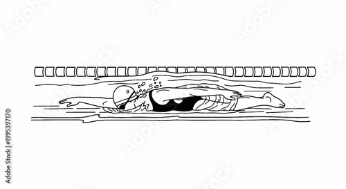 Professional swimmer performing freestyle stroke in a swimming pool