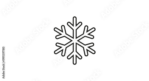 Minimalist snowflake outline vector icon on white background