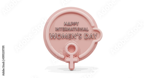 Happy International Women's Day 3D Pink Vector Illustration