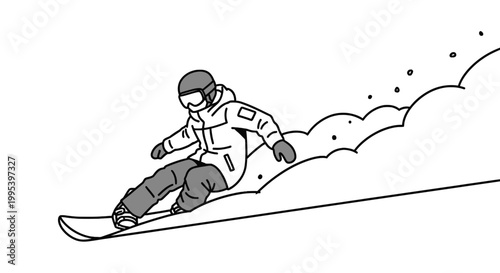 Snowboarder riding down a mountain slope vector illustration