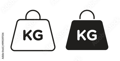 Weight icon design line and solid vector pack on white background