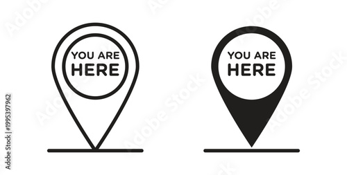 You are Here Pointer icon design line and solid vector pack on white background Free Download You are Here Pointer icon design line and solid vector pack on white background - GFXLoad