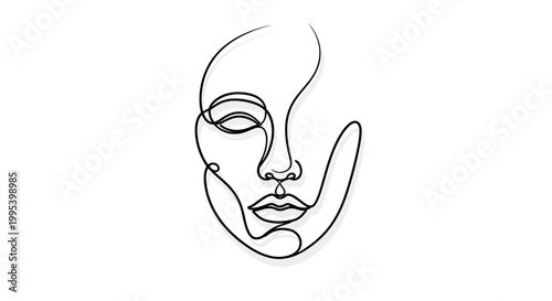 Abstract Single Line Face Drawing