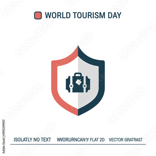 World Tourism Day travel insurance icon with suitcase and shield