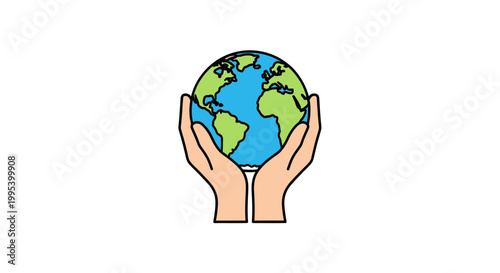 Hands holding the earth globe planet for conservation concept