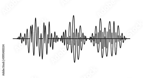 Minimalist black sound wave frequency vector on white background