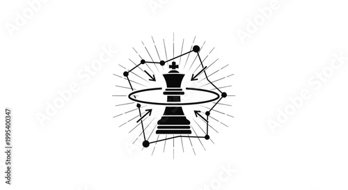 Black and white chess piece design.