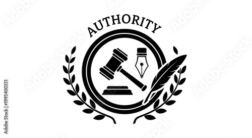 Black and white authority law symbol.