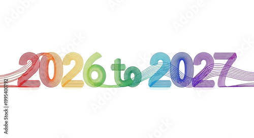 Colorful artistic numbers 2026 to 2027 with abstract brush strokes on white background
