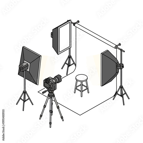 Camera studio lighting photography equipment setup.