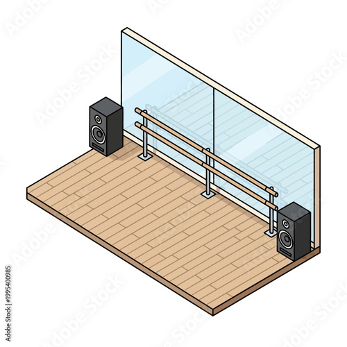 Sound system on stage with speakers.