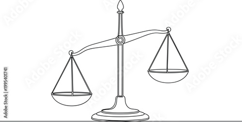 Balance scale vector illustration, justice symbol artwork, comparison concept, fairness design element, weighing values motif, equilibrium graphic representation