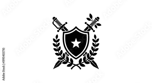 Black shield with star and swords.