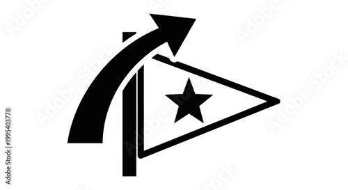 Black star flag with arrow symbol.