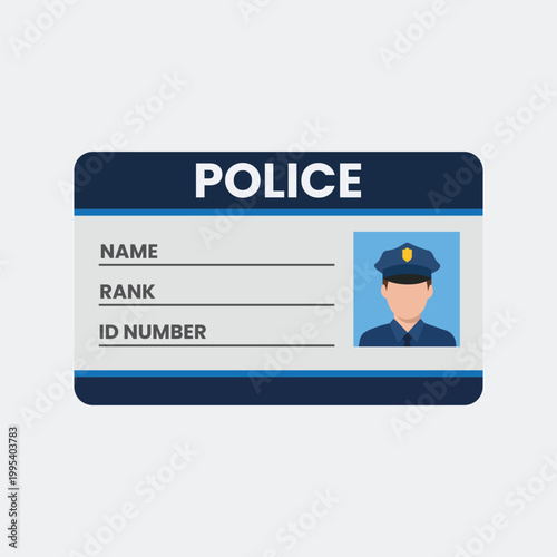 Police Identification Card: This image showcases a detailed police identification card, featuring placeholders for vital information such as name, rank, and ID number.