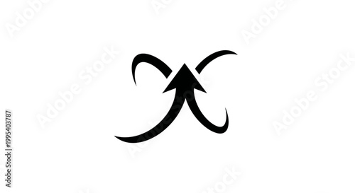 Black symbol with curved horns and arrow.