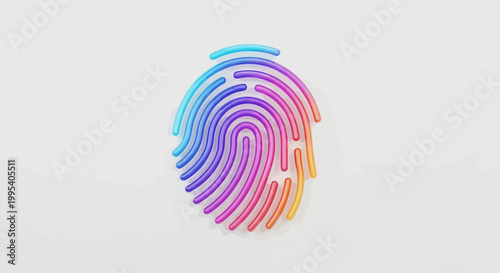 Vibrant Digital Fingerprint Identity Icon Symbolizing Modern Security and Unique Personalization