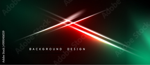 Dark background features vibrant red, teal light streaks. Modern design elements create dynamic visual impact. Text reads background design.