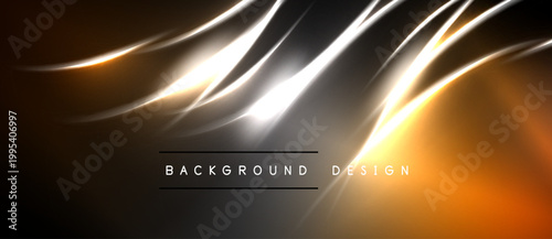 Abstract flowing lines, bright gradients, dark background. Modern design element for digital projects, presentations. Smooth curves create dynamic visual effect.