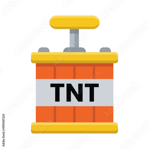 TNT Dynamite illustration: A digitally rendered image of a dynamite detonator, showcasing a classic design with an orange block, a yellow top and the inscription TNT.