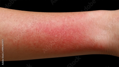 Red rash on arm close up view of skin displaying a noticeable red rash on a person s arm