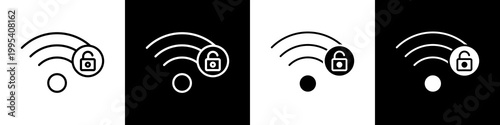 Protected Wireless black and white icon design concept