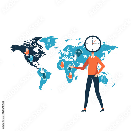 World map with character global travel concept