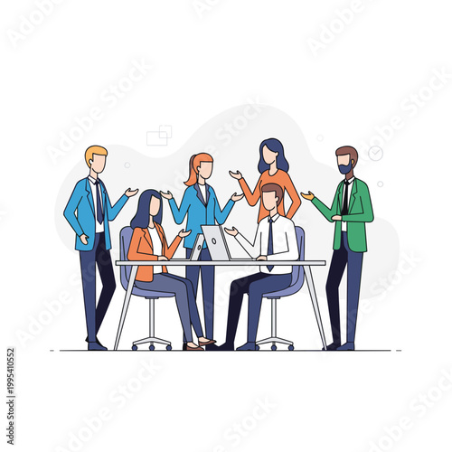 Business team discussion meeting collaboration illustration