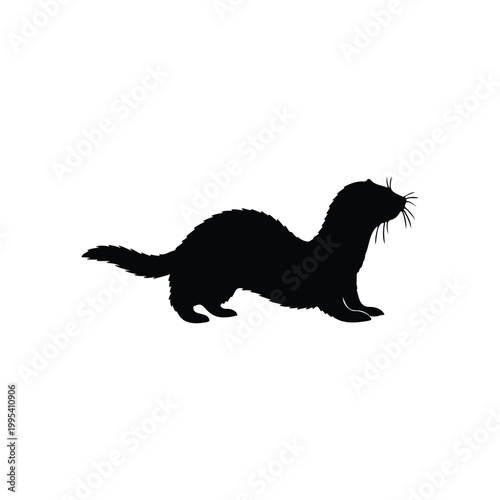 Ferret silhouette icon vector flat design.
