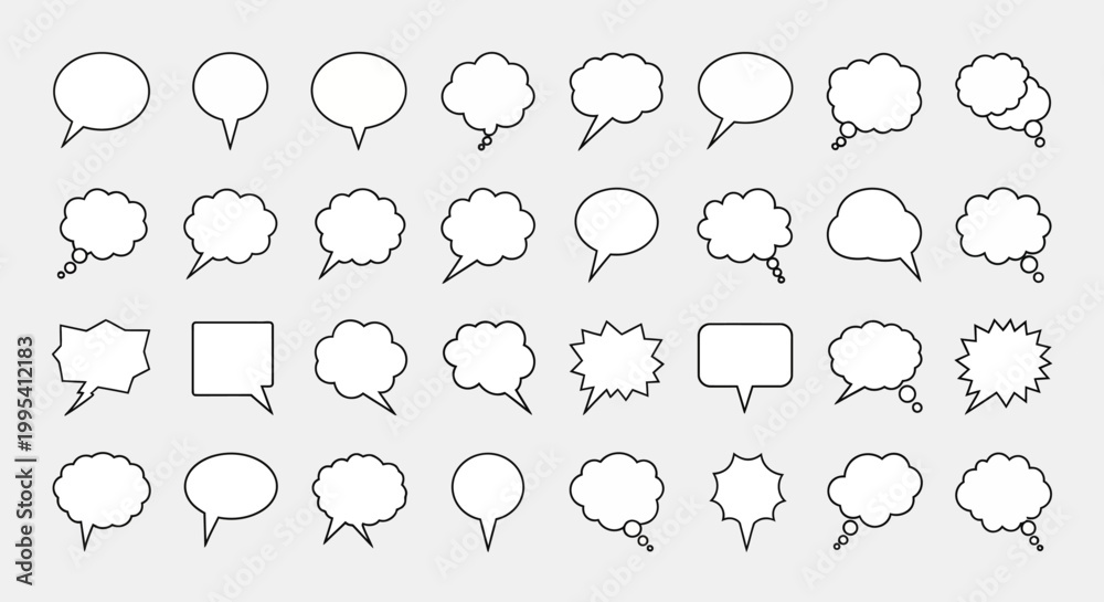 Obraz premium Collection of Diverse Speech Bubbles and Thought Clouds.