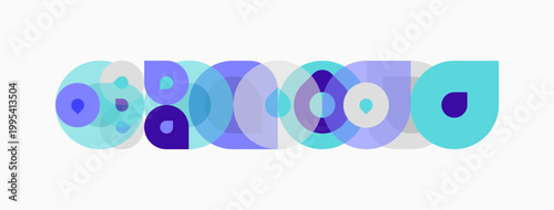 Abstract design featuring overlapping circles, purple hues dominate composition. Minimalist style, clean lines, modern aesthetic.