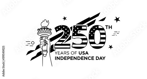 250th usa independence day celebration graphic with stars and stripes
