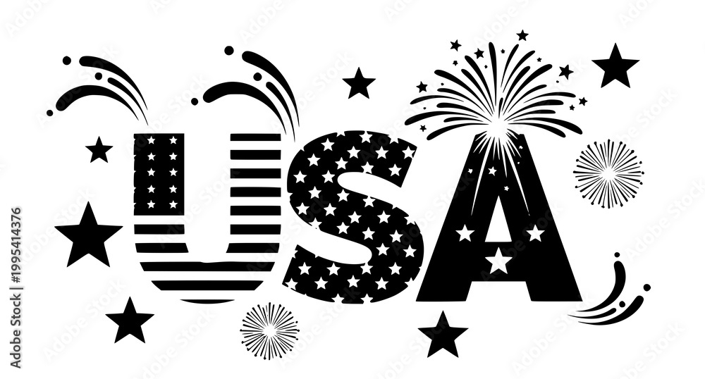 Fototapeta premium Usa graphic with american flag elements and fireworks, united states