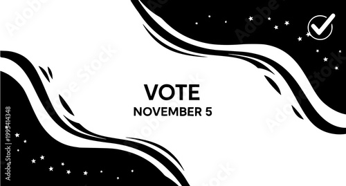 Vote november 5 election graphic with abstract waves and stars