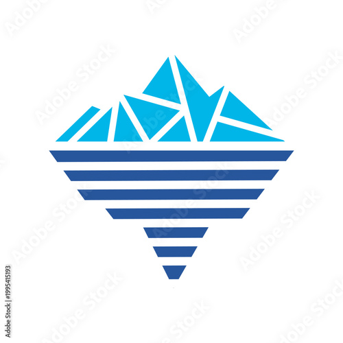 Abstract logo Iceberg Silhouette with Underwater Part for Cold Chain Logistics and Environmental Conservation Geometric Vector Illustration