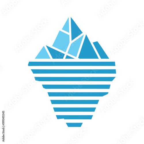 Abstract logo Iceberg Silhouette with Underwater Part for Cold Chain Logistics and Environmental Conservation Geometric Vector stock Illustration