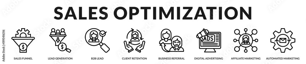 Fototapeta premium A focused banner representing sales growth, lead generation, and marketing performance optimization in Lineal Icon Style