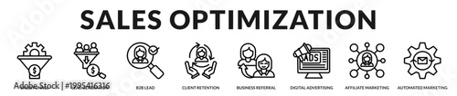 A focused banner representing sales growth, lead generation, and marketing performance optimization in Lineal Icon Style