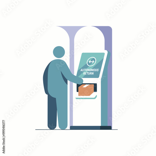 Person Using Self Service Kiosk Atm.