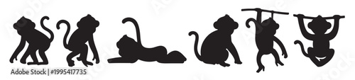 Photography Monkey silhouette collection, Sitting monkey silhouette, , Monkey clipart