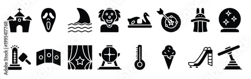 Outdoor Swings Glyph Icons Pack. Hiking vector icons set, modern solid symbol collection, filled style pictogram pack. Signs, logo vector illustration.