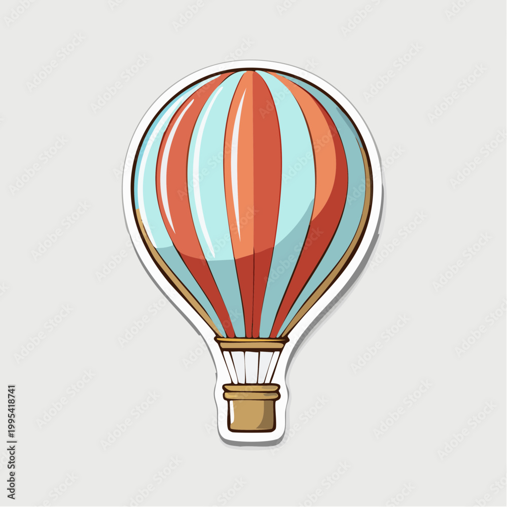 Fototapeta premium Striped Hot Air Balloon Illustration