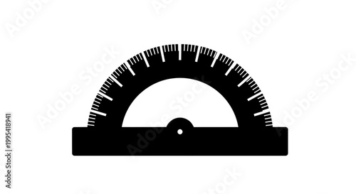 Tableau sur toile A black and white illustration of a protractor with a flat, minimal design
