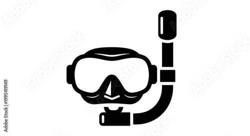A minimalist vector graphic of a scuba diving mask and snorkel
