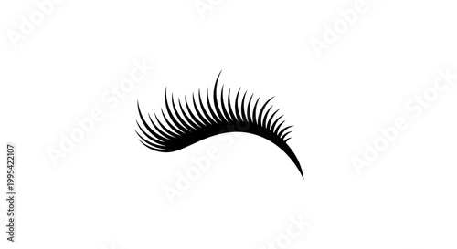 A minimalist vector graphic of a single false eyelash on a white background