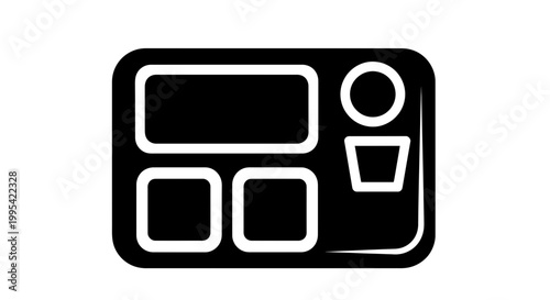 A minimalist vector graphic of a control panel with various buttons and indicators